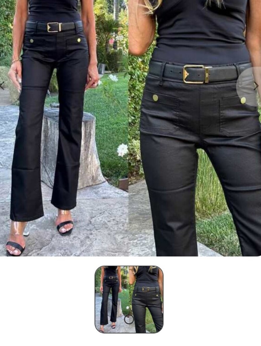 Bevy Flog Jerome Striped Flared Pants Faux Leather